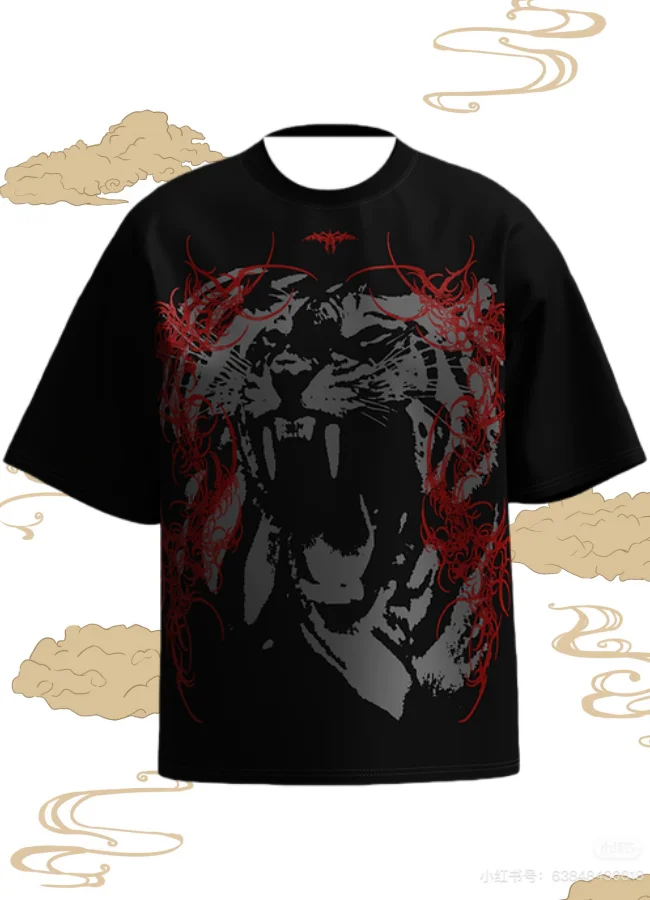 

Мужская футболка в готическом стиле Dark and Wild, новейший дизайн 2026 года, с изображением готического тигра, для бега и фитнеса, с технологичным коротким рукавом