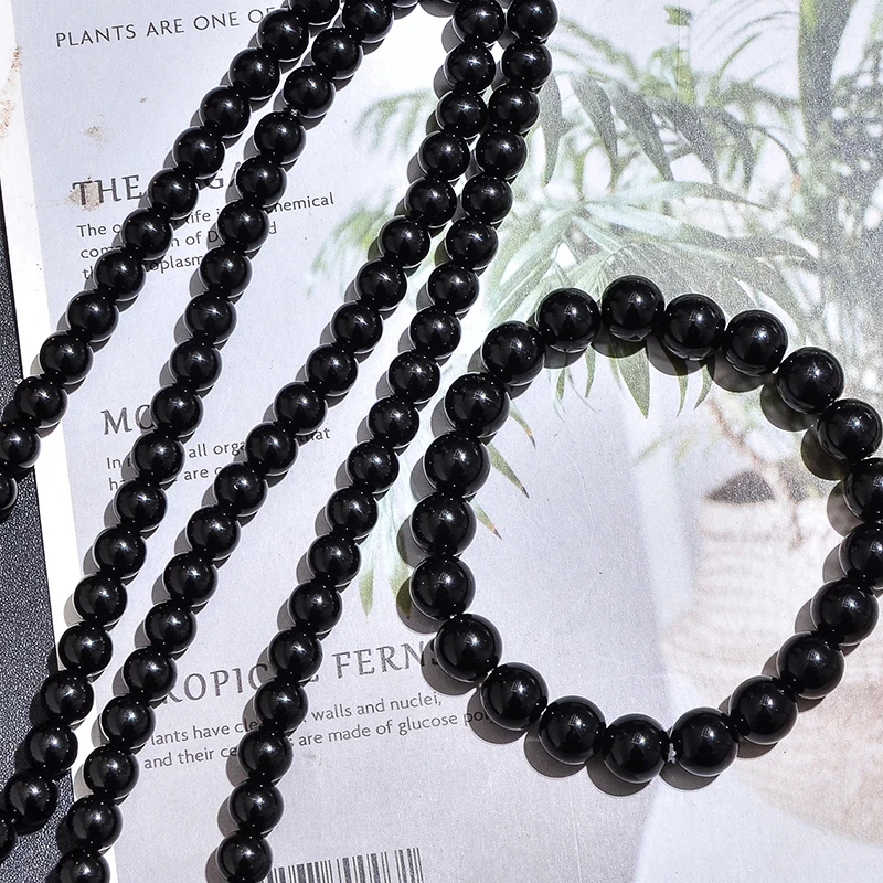 8mm Black Onyx Bead Necklace 10mm Bracelet Set Men and Women Beaded Choker Long Necklace Jewelry