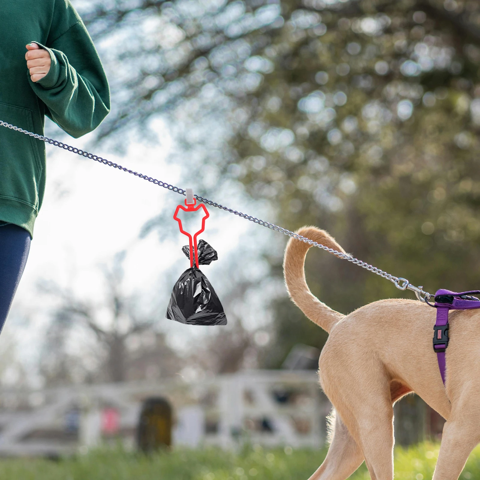 

Dog Poop Bag Holder Hands-Free Clip Retractable Leash Waste Bag Carrier Convenient Pet Walking Accessories Outdoor Use
