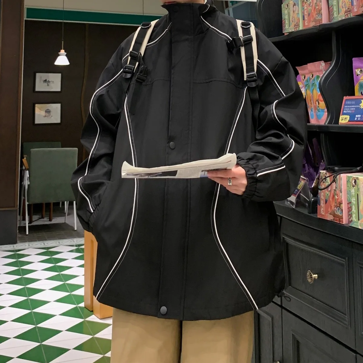 

American Sle Men's Jaet Spring New Outdoor Windbreaker Sportswear Loose Casual Leisure Hong Kong Sle Coat for Teens