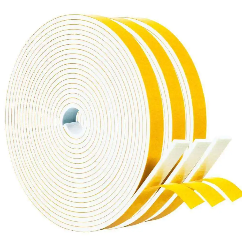 White EVA Foam Weatherstripping Adhesive Seal Tape Door Window Insulation Soundproof Dustproof Buffer Gap Filler Protector