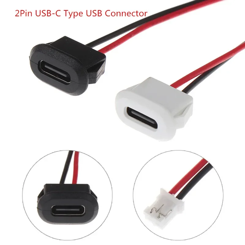 2Pin USB-C TypeC Waterproof USB Connector Direct Compression Female Base Female Socket Charging Interface With Welding Wire