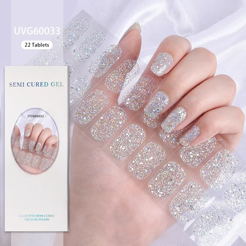 Remendo Semi-Curado Unhas para Manicure Francesa, 22 Pontas, Slider, Tiras De Unhas Em Gel Adesivo, Alta Qualidade, Uso 100% Gel Nail Art Adesivos