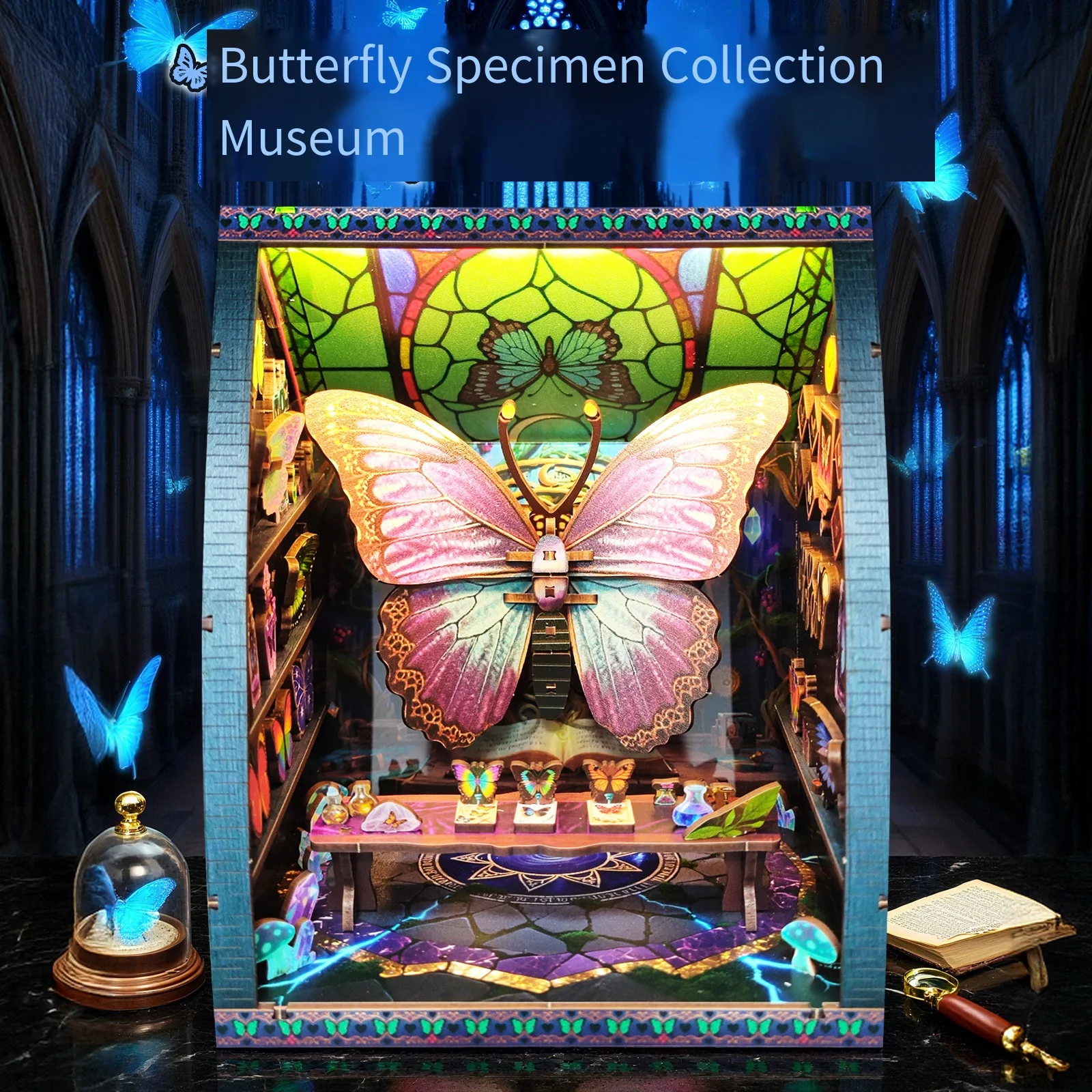 Modelo de casa de coleção de borboletas DIY - Casa de bonecas cênica artesanal criativa |   Quebra-cabeça educacional brinquedo arte casa presente de aniversário 2025