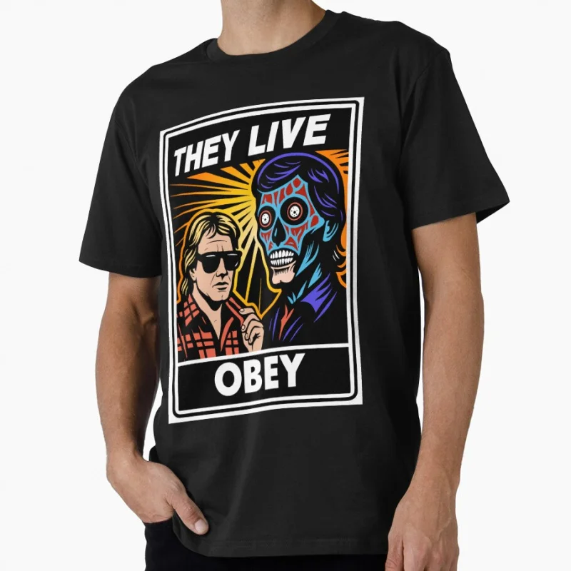 

Vintage 80s horror movie They Live Obey Retro John Carpenter Scary halloween Gift t shirt Large size Tops Scifi Graphic clothes