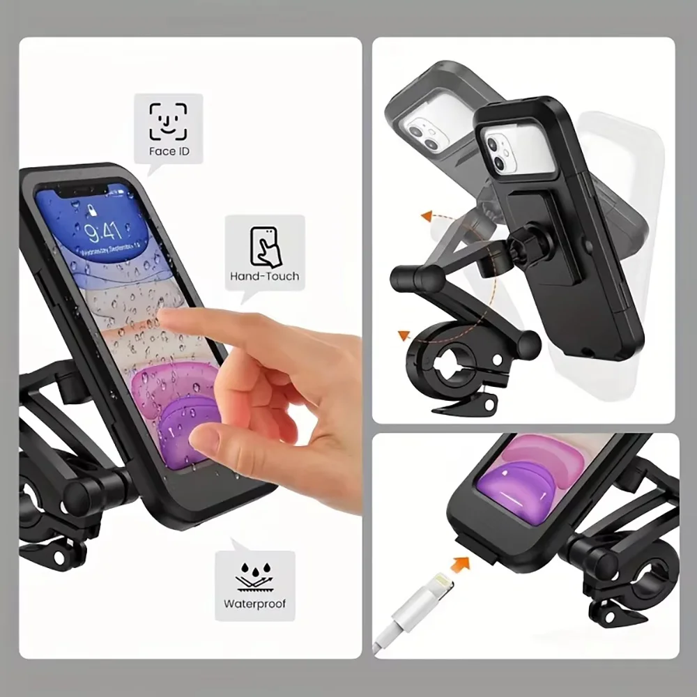 Motorcycle Waterproof Touchscreen Phone Holder Stand 360° Rotation Universal Bicycle Smartphone Bracket For iPhone 18 Pro Max 17 - view 6