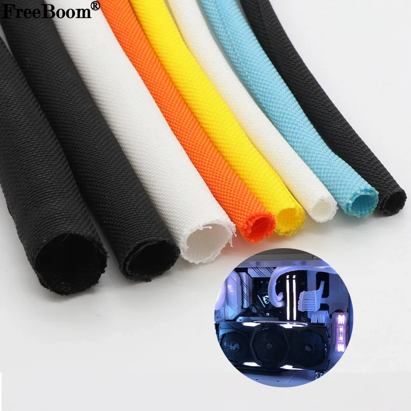 1/5M Self Closing PET Expandable Braided Sleeve Self-Closed Flexible Insulated Hose Pipe Wire Wrap Protect Cable Sock Tube