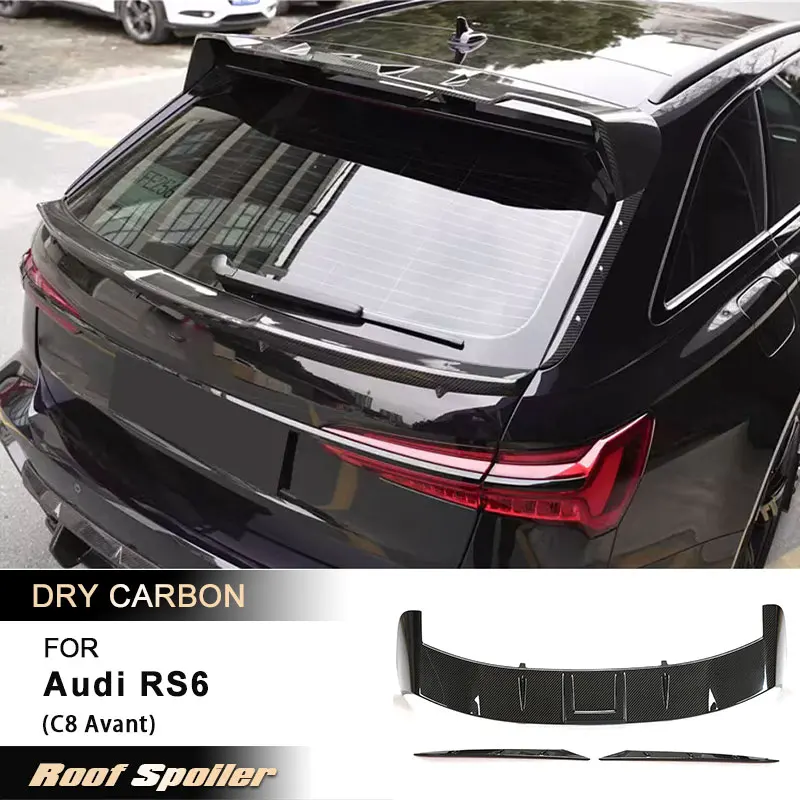 Car Rear Roof Spoiler Wings for Audi RS6 C8 Avant Wagon 4-Door 2019-2021 Rear Spoiler Window Roof Wings Prepreg Dry Carbon