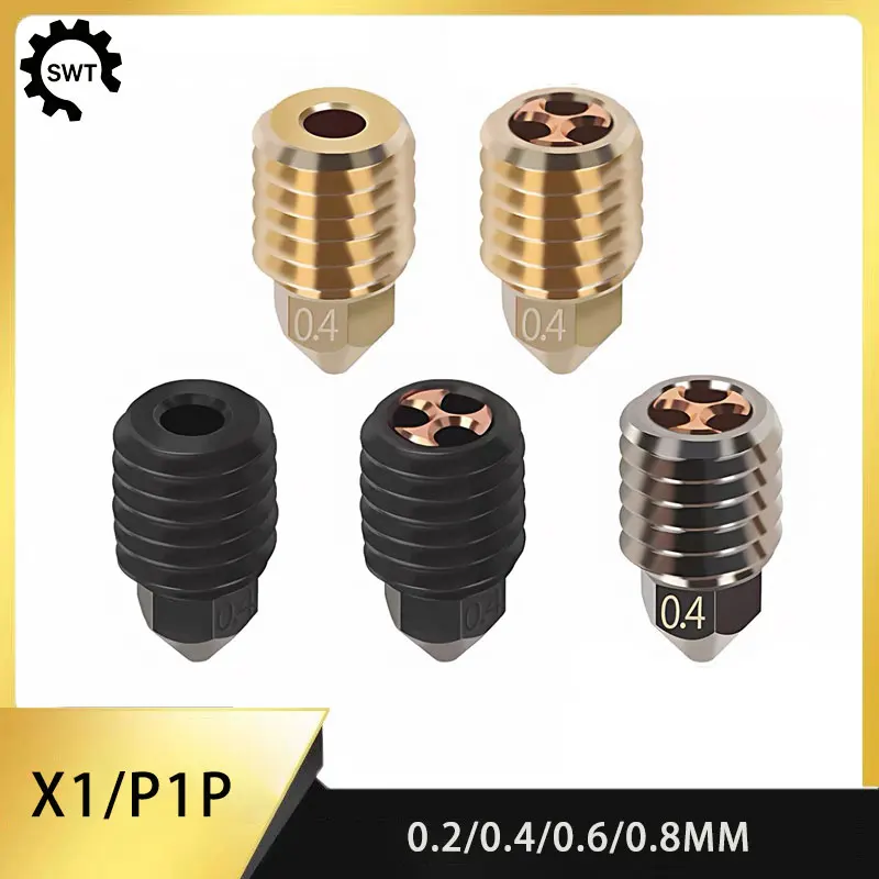 Bambu Lab X1 P1P CHT High Flow Nozzle Brass Hardened Steel Wearproof Print Head Multiple Caliber 3D Printer Hotend Replacement