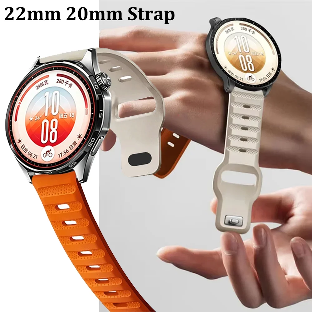 22mm 20mm Silicone Strap for Huawei Watch GT7 Pro GT7-6-5-4 46mm Breathable Wristband for Redmi Watch 5 Active/Lite Band Correa