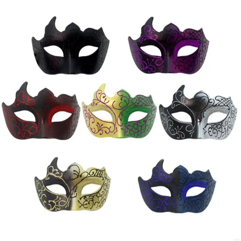 B95F 2Pcs Venetians Masks For Couples Plastic Party Wear Carved Art Design