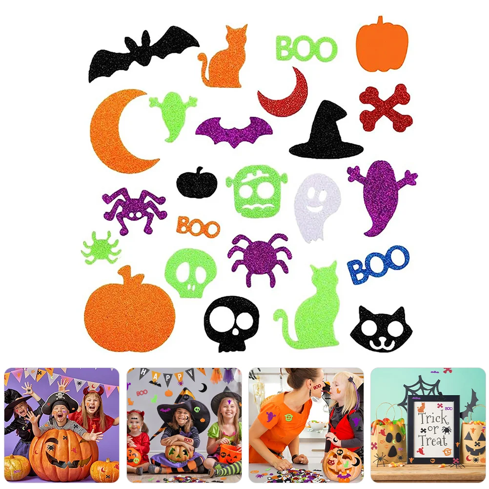 500 Pcs Halloween Glitter Foam Craft Stickers Foams Decals For Scrapbooking Decorative Boards Themed Self-adhesive Eva