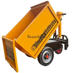 Construction Site Electric Trolley Three-Wheel Gray Bucket Trolley Salad Cement Feeding Truck Dump Truck