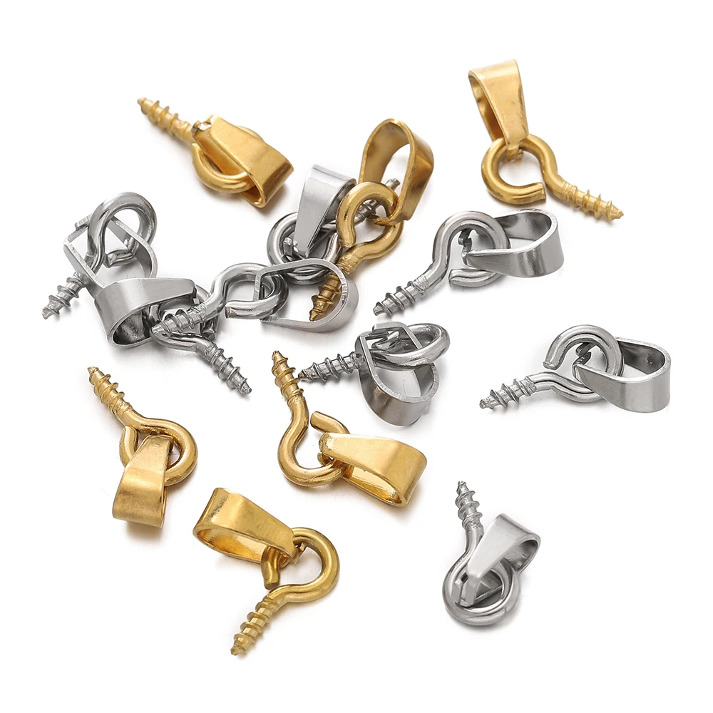 20Sets Stainless Steel Bail Clasp with Screw Eye Pins End Pendant Charms Dangle Clasps Connector for DIY Jewelry Making ﻿ view 4