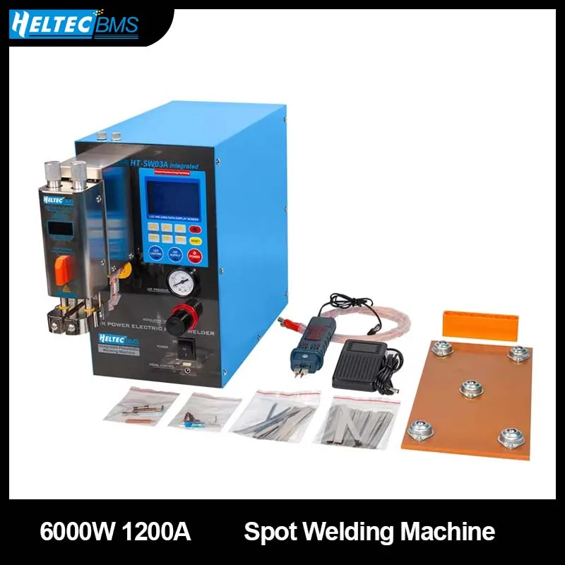 6000W 1200A Industrial Pneumatic Spot Welding Machine Built-in Air Compressor Transformer 18650 21700 Battery Spot Welder