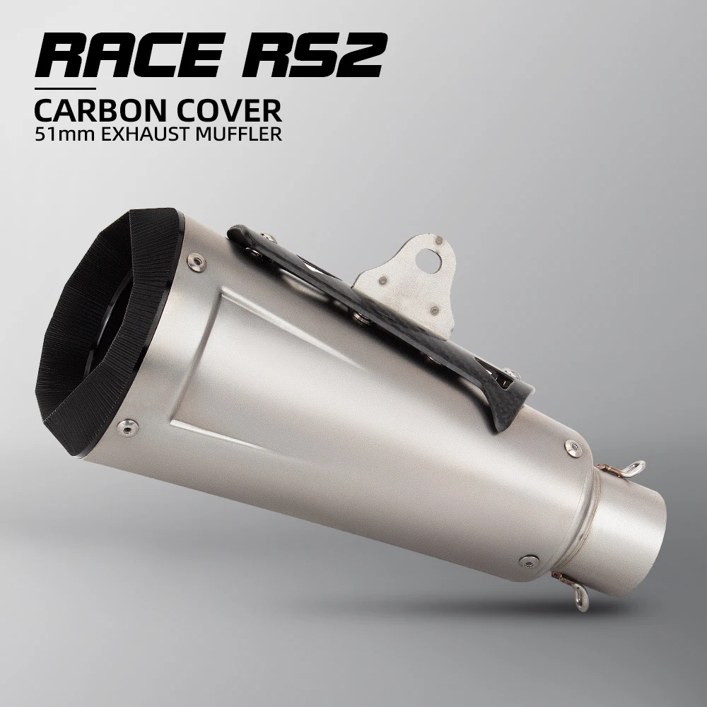 

Motorcycle Exhaust Muffler Universal 51mm Motorbike Escape Kit Race RS2 Tail Tube For GSX8S CBR250RR FZ07 FZ6 Ninja650 Z900 MT15