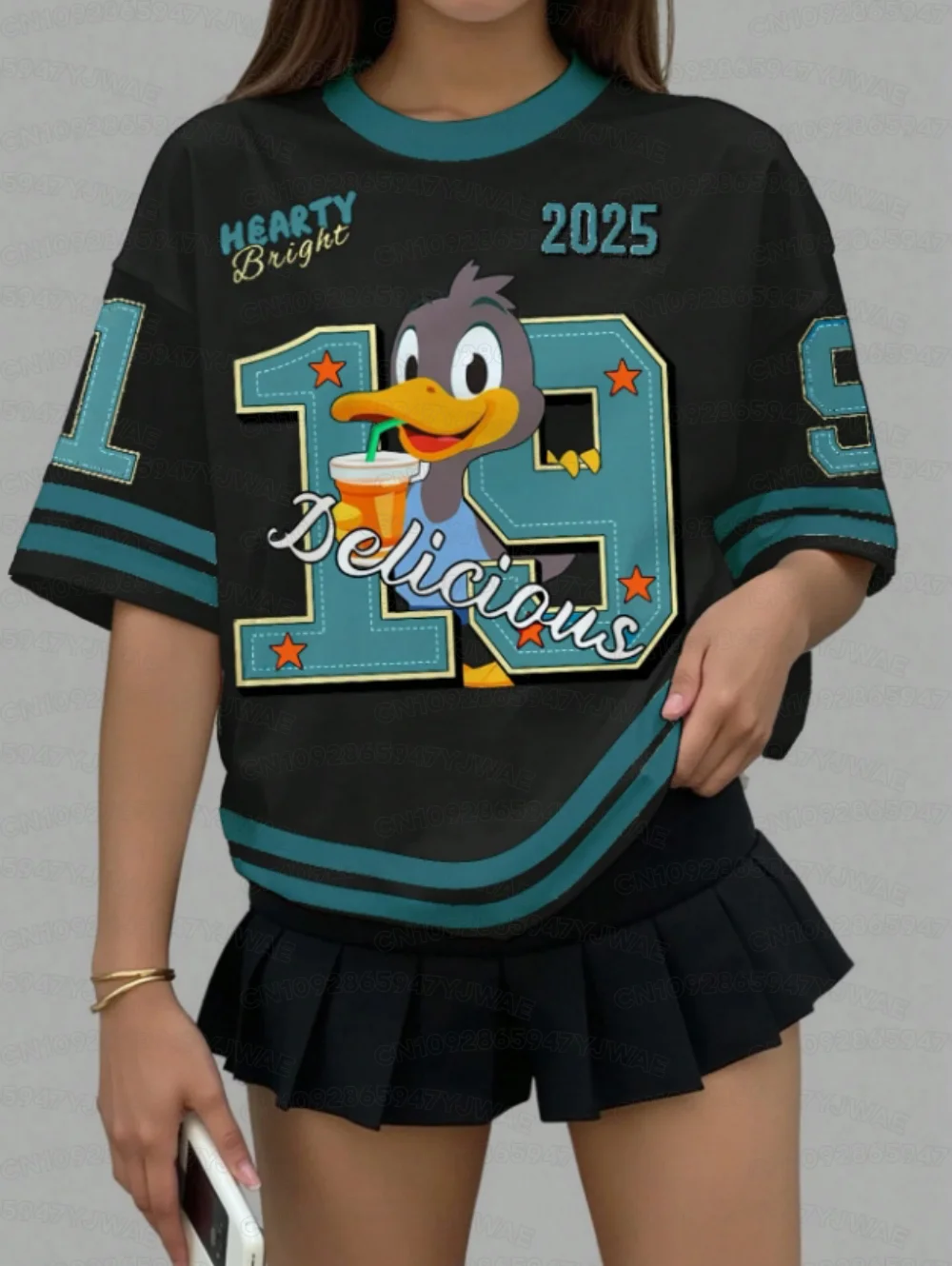 Summer Women's Men's Short sleeve Black Duck Delicious Streetwear  Casual T-shirt Tops Jersey