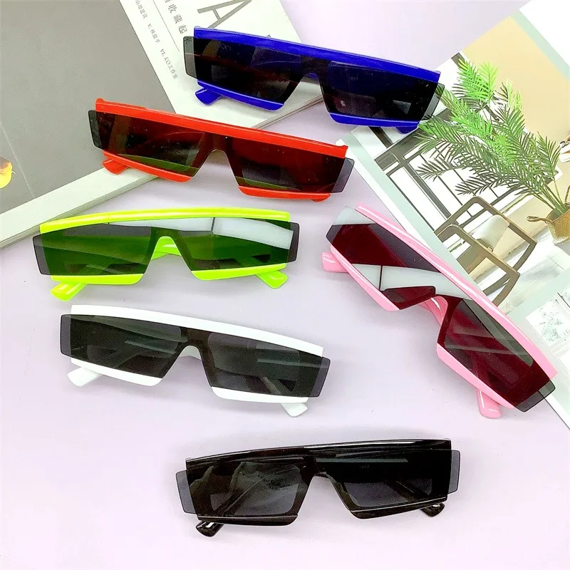 2023 Kids Fashion Sunglasses One-Piece Irregular Frame Sun Glasses Boys Girls Outdoor Traval Uv400 Protection Sunshade Goggles