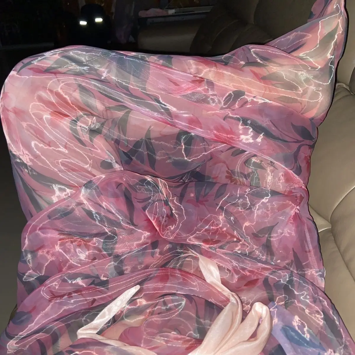Glossy Liquid Water Gauze Organza Loose Maxi Dress Wrap Sexy Long Sleeping Bag