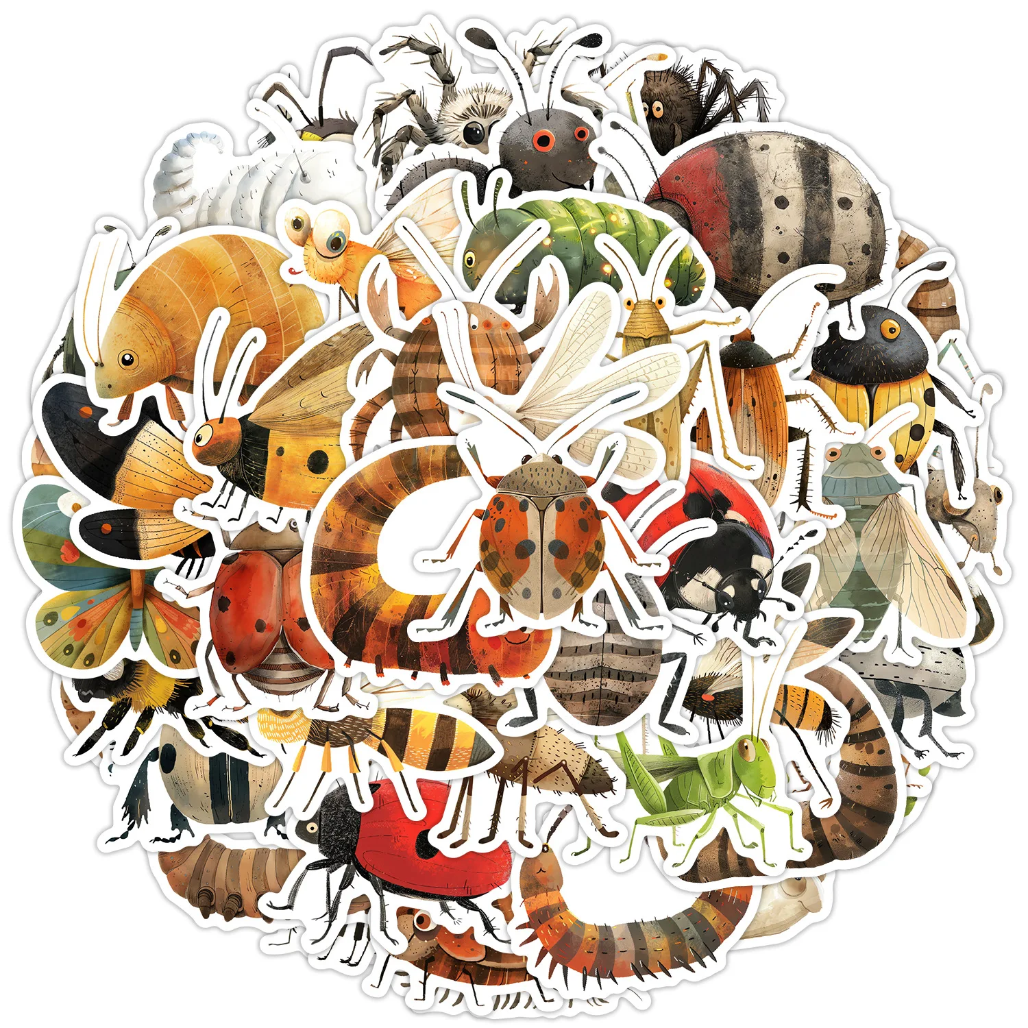 10/50PCS การ์ตูนแมลงแมงมุม Caterpillar Graffiti สติกเกอร์บุคลิกภาพตลกตกแต่ง Graffiti Decal ของเล่นสําหรับถ้วยน้ําจักรยาน