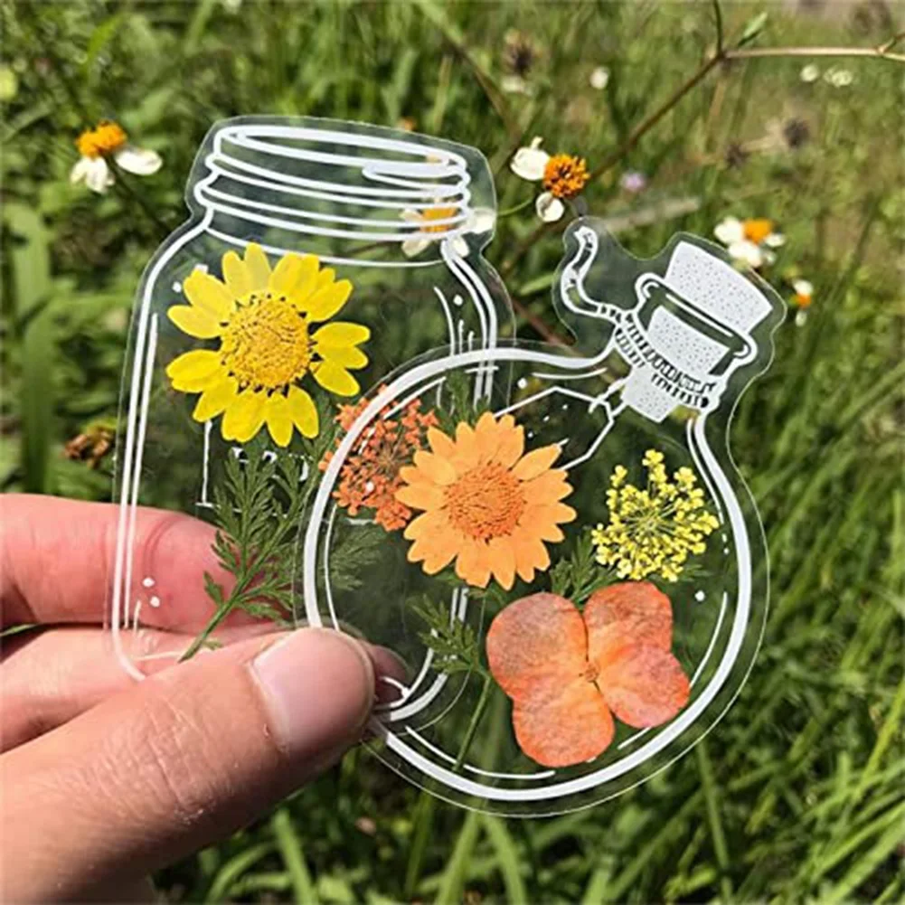 Marcapáginas de flores secas, botella de marcapáginas de flores secas transparentes, marcador de flores secas DIY, apto para graduación de niña y mujer A