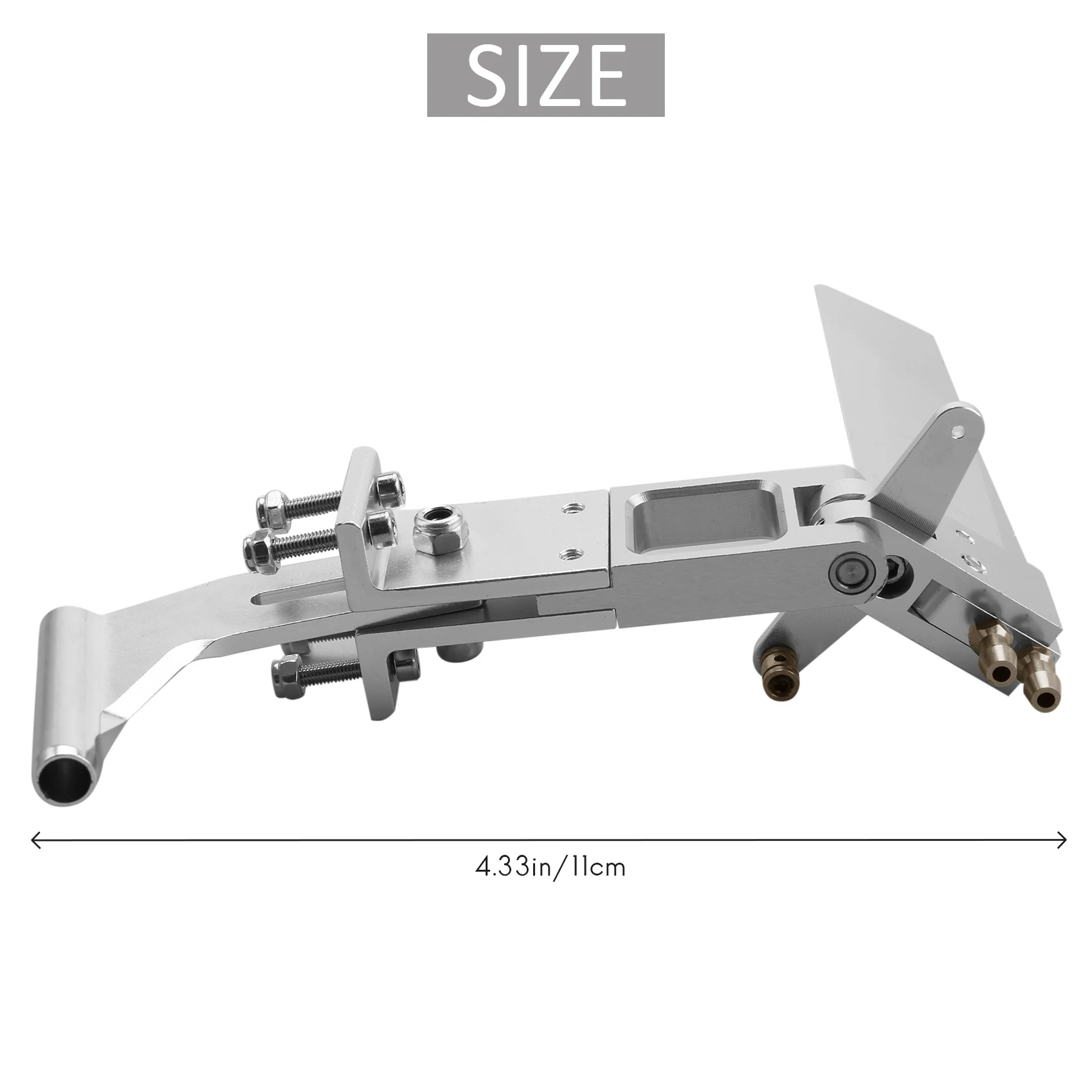 1 peça leme absorvente de água leme de sucção de alumínio com suporte de eixo traseiro 4mm para peças de barcos a jato CAT RC