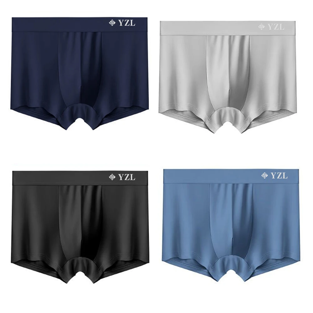Men's Underwear ice Silk Flat Corner Shorts pants Summer Thin Antibacterial Modal Large Boys' Seamless Top Quality with Gift Box