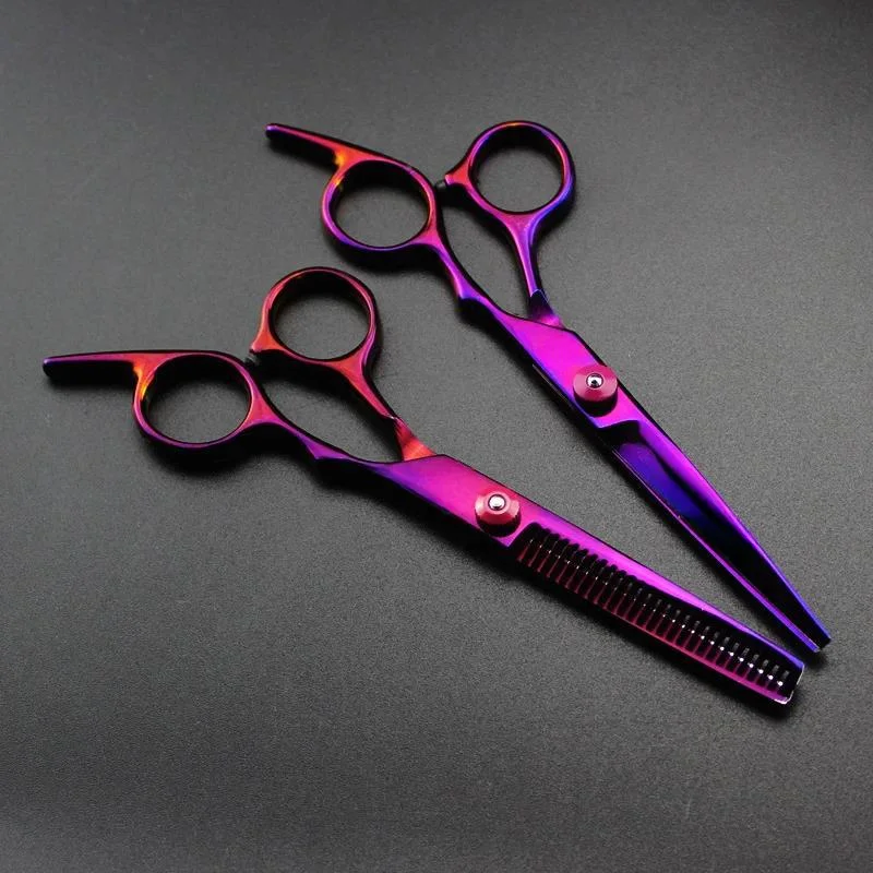 Tijeras de corte de pelo para peluquería, juego de tijeras de corte de pelo de 6 ", color morado inoxidable, Japón, envío directo