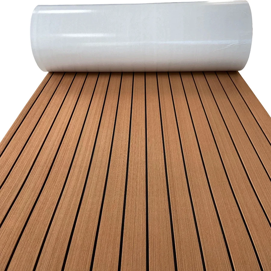 

240*55 см пена EVA имитация тикового дерева, лодка, пол, яхта, палуба, противоскользящая накладка, лист для рыбалки, автофургона, прочная клейкая подложка, коричневый, черный