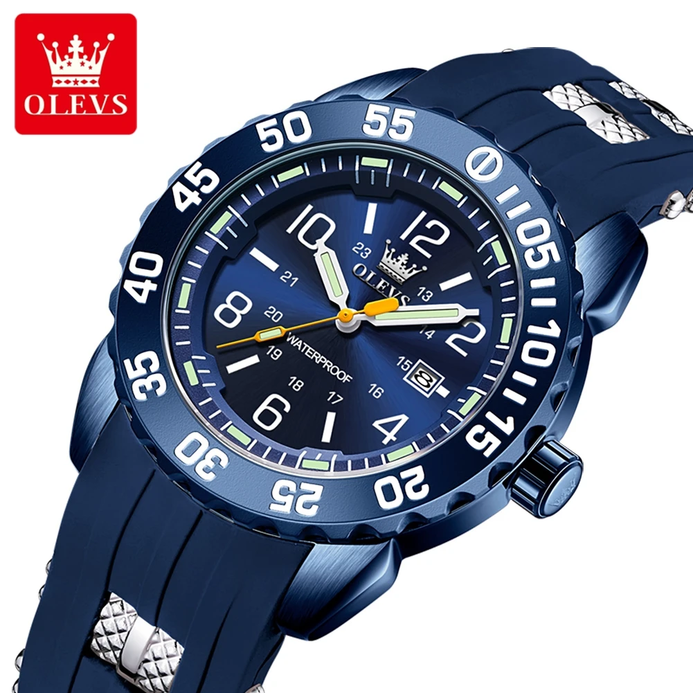 

OLEVS 3688 новые мужские часы, модные спортивные часы с силиконовым ремешком для мужчин, 30 м, водонепроницаемые, светящиеся, люксовый бренд, кварцевые мужские часы