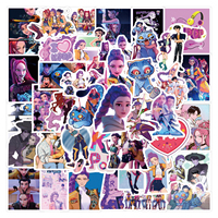 55Pcs  Anime KPop Demon Hunters Stickers Demon Hunters Tiger DIY Stickers Scrapbooking Phone Luggage Skateboard Waterproof Decal