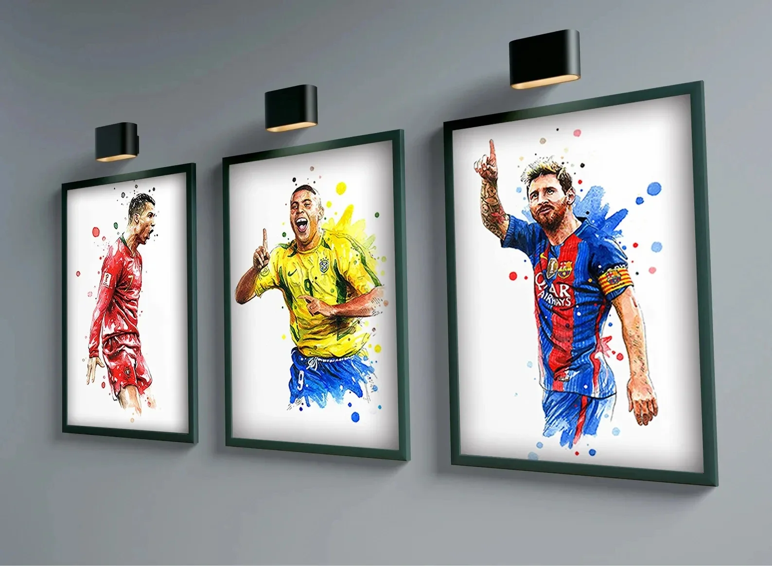 Pop Watercolor Soccer Star Wall Art Poster For Dorm Room Home Decor Canvas Painting Mural Collection Picture Print Artwork Gift