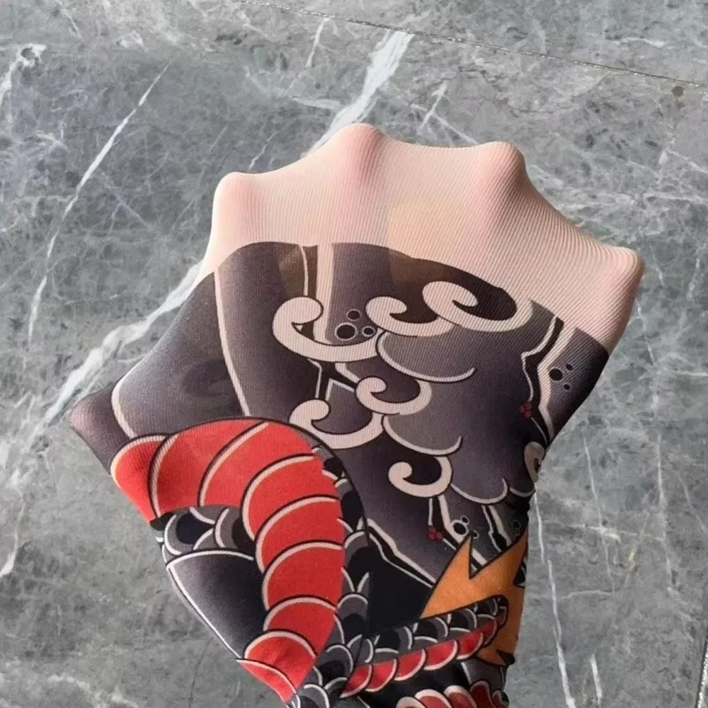 Full Leg Fake Tattoo Socks Printed Tights Cycling Fishing Elastic Socks Sun-proof Cool Personalized Driving Sexy Stockings
