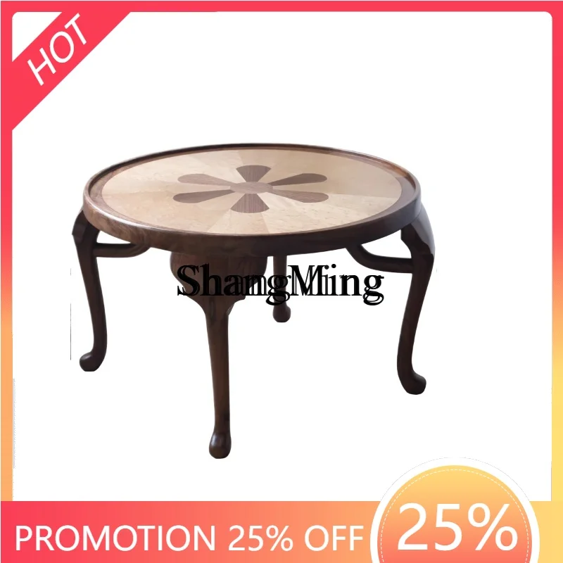 

ZYY premium exquisite black walnut corner table retro living room solid wood sofa edge table household small coffee table