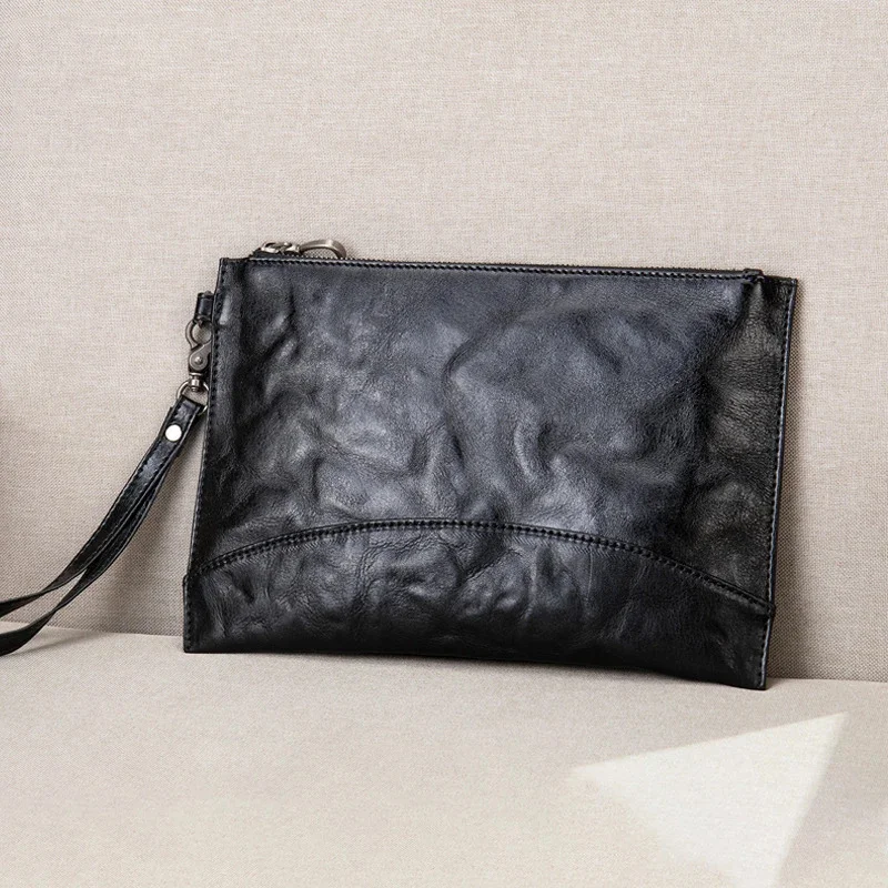 

Fashion Clutch Bag Genuine Leather Soft Cowhide Hand Purse Men's Clutches for men male Big Wallet Phone Pouch Business