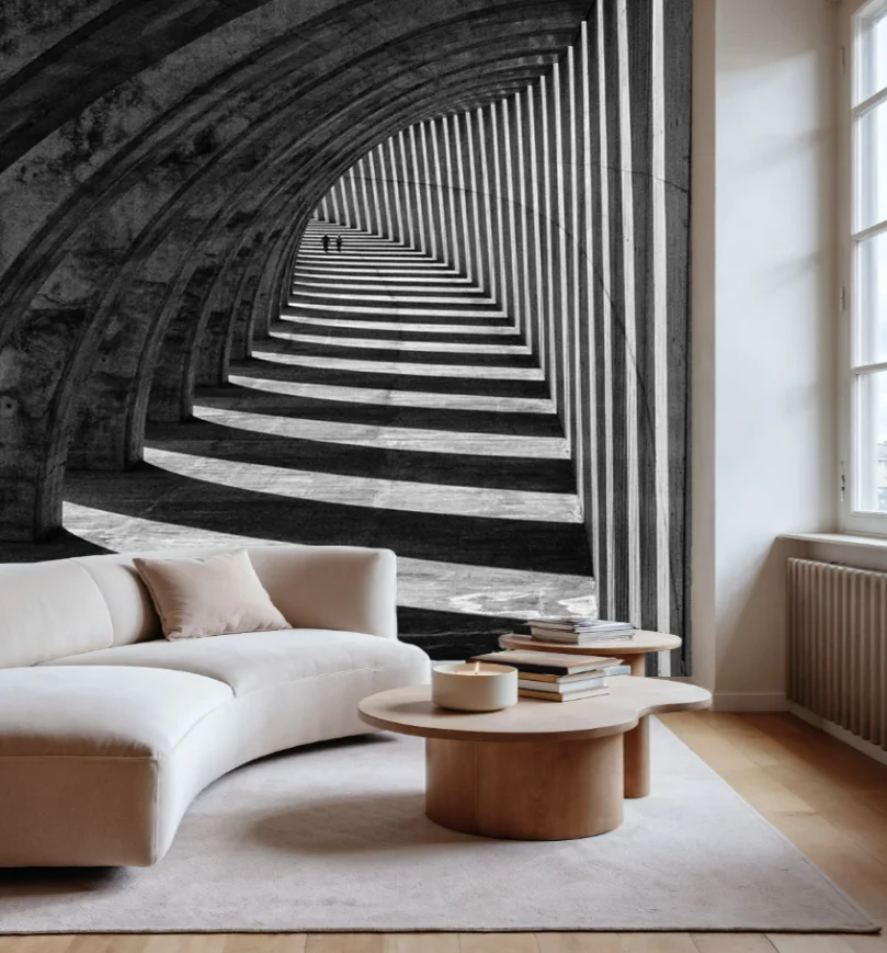 Customized size wallpaper, ultimate minimalist style, space extension, corridor window wallpaper, living room bedroom mural