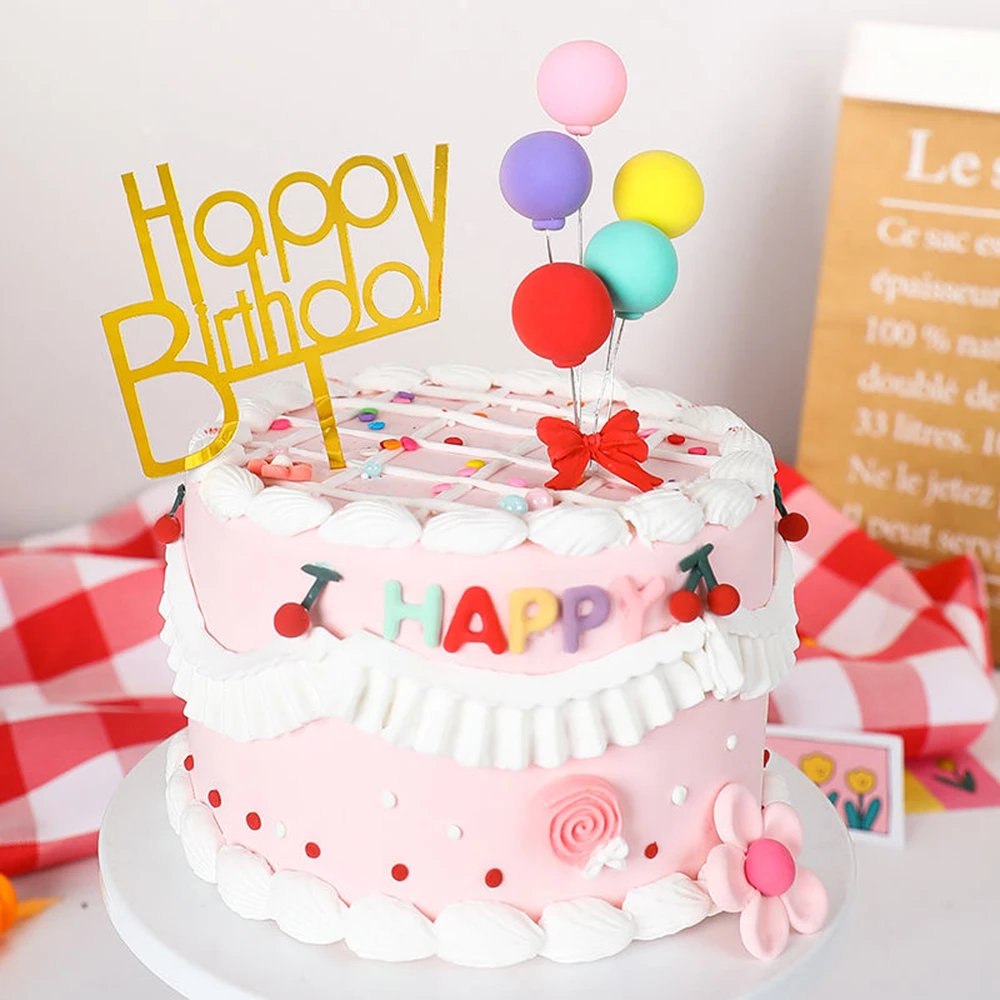 8Pcs Ball Bündel Bunte Ton Kuchen Topper Hut Kreative Cupcake Karte Flagge Geburtstag Party Baby Dusche Dessert Dekoration – Detail 6