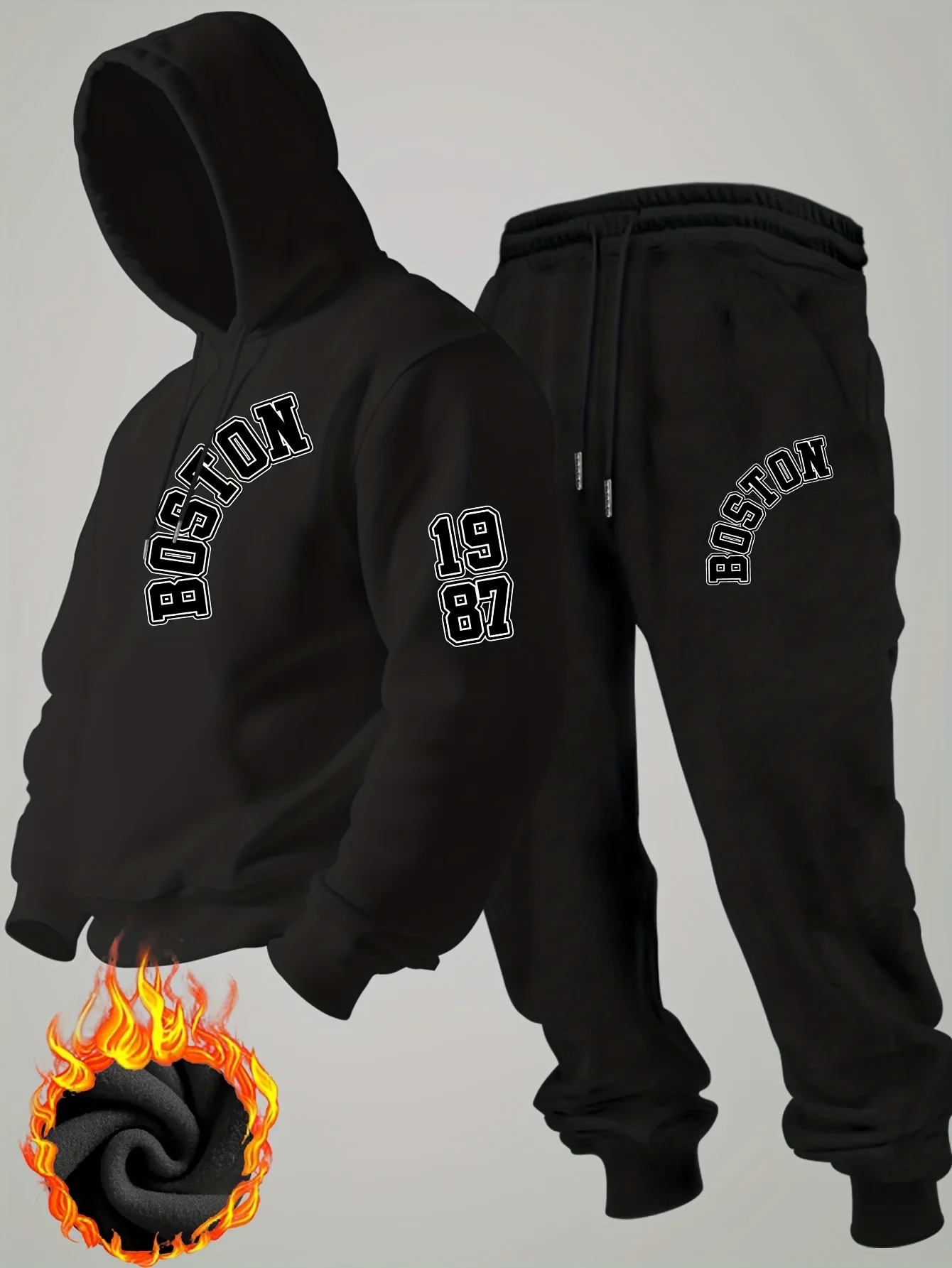 2026 new Men Winter Fleece Hoodie Tracksuit Y2K Streetwear Fashion Minimalist Sweatshirt & Pants Set Warm Sport Outfit Hoodies view 3