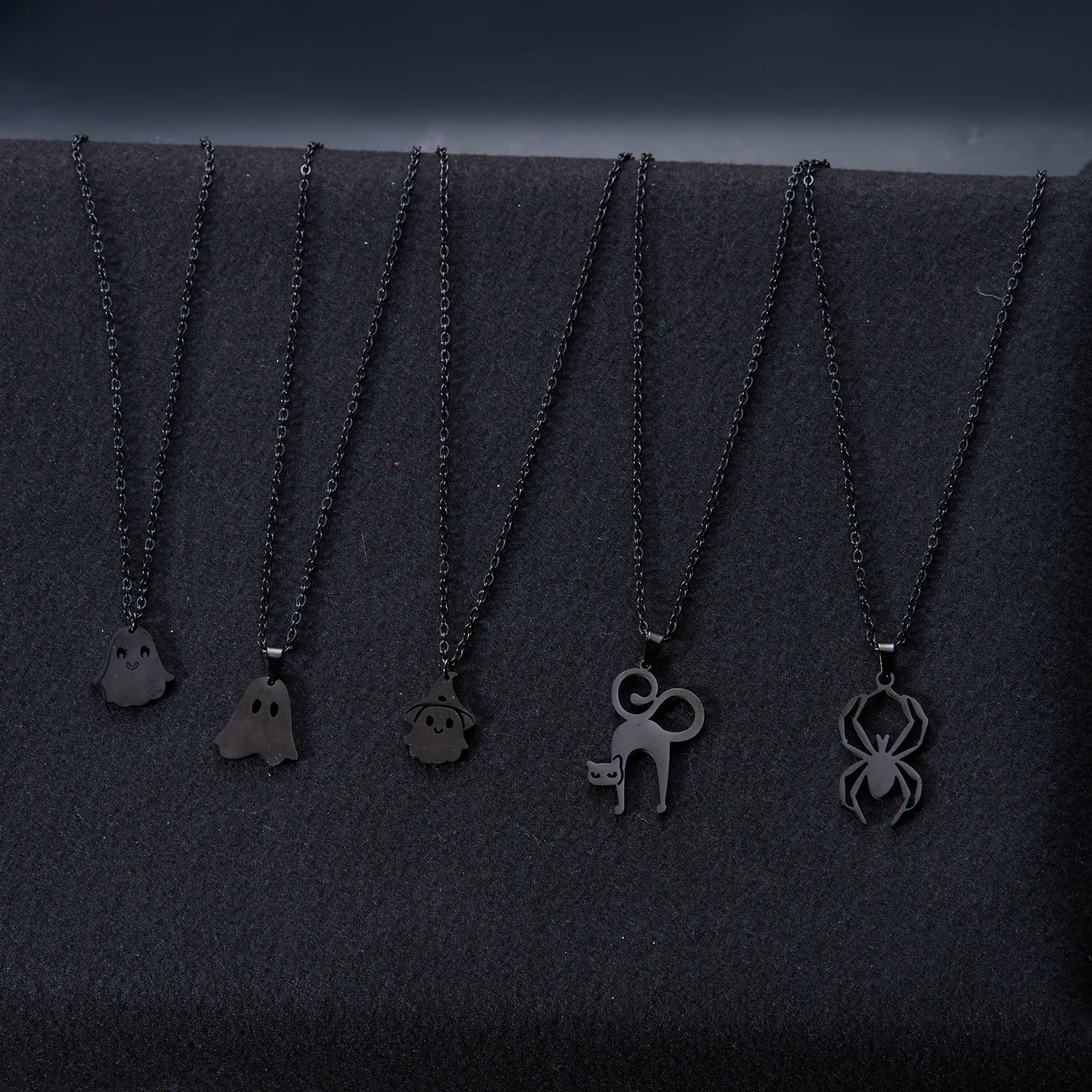 Mode Edelstahl Halloween Anhänger Halskette für Frauen Männer schwarze Katze Geist Spinne Kürbis Halskette Freundschaft Schmuck Geschenk – Detail 26