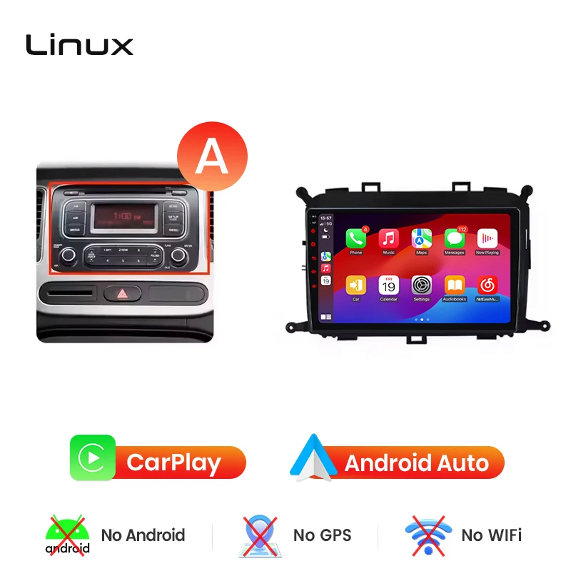 Junsun draadloze CarPlay Android Auto autoradio voor Kia Carens Mk4 (RP) 2013-2019 met ingebouwde koelventilator, Android GPS navigatie, multimediaspeler, WiFi, DSP, RDS, BT, SWC, IPS touchscreen,