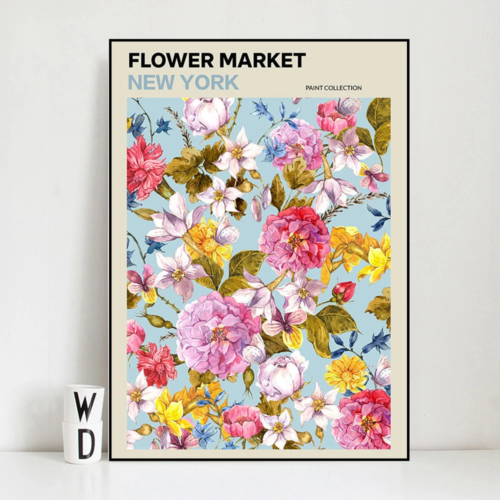 

Abstract Flower Market Canvas Painting Nordic Daisy Lavender Vintage Posters and Prints Wall Art Pictures for Living Room Decor