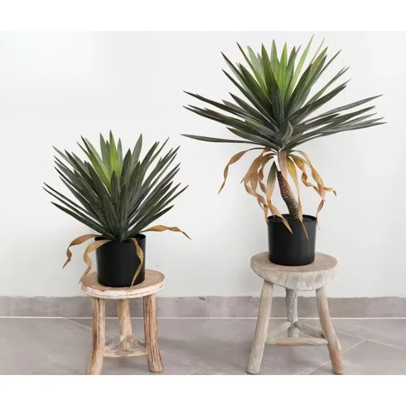 Everbright Store Simulation Interior Decoration Potted Green Plants, Phoenix Tail Dragon Blood Yucca Plant Ornament Bonsai