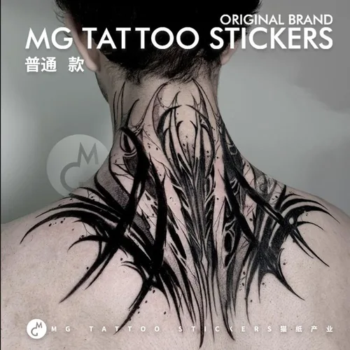 Tatuaje temporal gótico, Tatuaje falso duradero para mujer y hombre, Tatuajes Sexy para el cuello, pegatina de Arte Punk, Tatuajes Temporales impermeables
