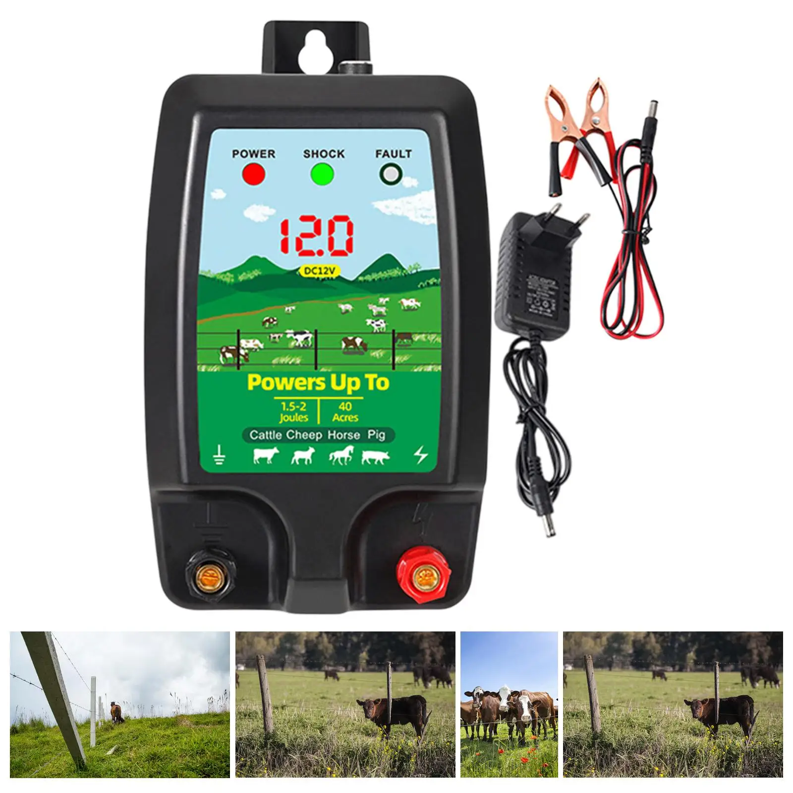 

Electric Fence Energizer Lightweight Easy to Use Electric Fence Charger Livestock Supplies for Lawn Farm Cattle Poultry Garden