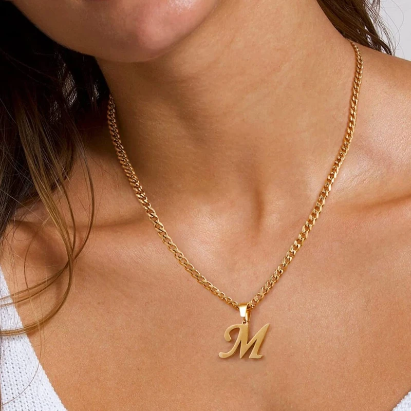 1pcs Fashion Pendant Necklace for Women DIY Design 26 Letter Pendant Necklace Engagement Wedding Necklace Gift Jewelry