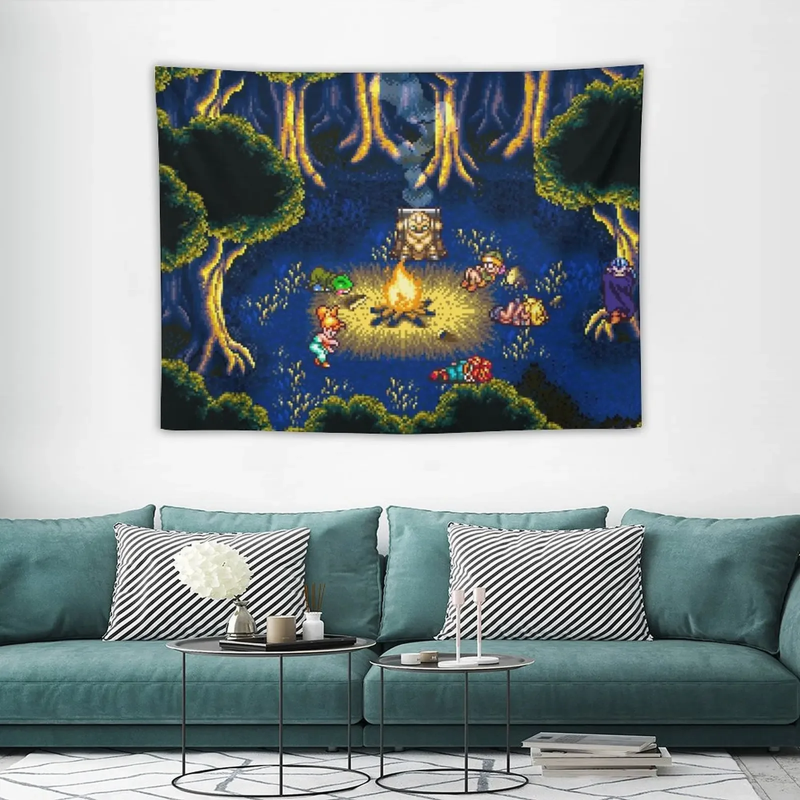 Chrono Trigger Campfire Tapestry Aesthetic Room Decors Room Decoration Accessories Tapestry