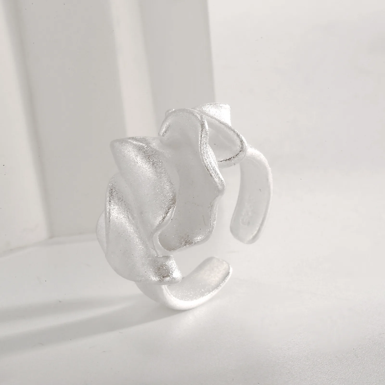 VENTFILLE 925 Sterling Silver Ring for Women Girl Satin Three-dimensional Flower Versatile Jewelry Birthday Gift Dropshipping