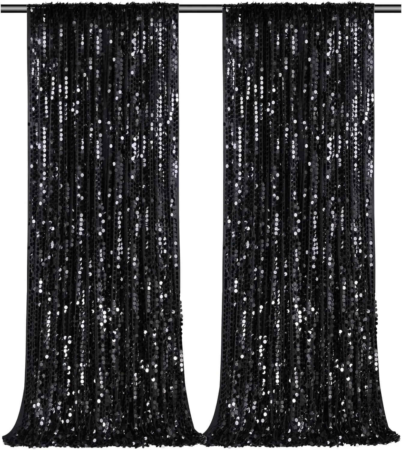 

18 мм черные большие блестки Payatte фоновые шторы 2 панели-4ftx8ft черные шторы на День Благодарения Рождество домашняя вечеринка Supp