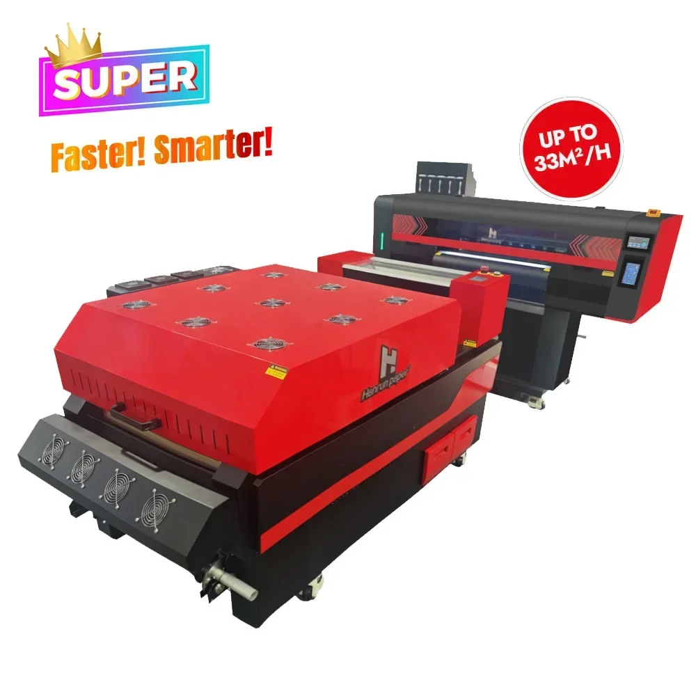 Hanrun paper installation free automatic 2/4 heads i3200 epsn 60cm dtf clothes printer machine set with CCD