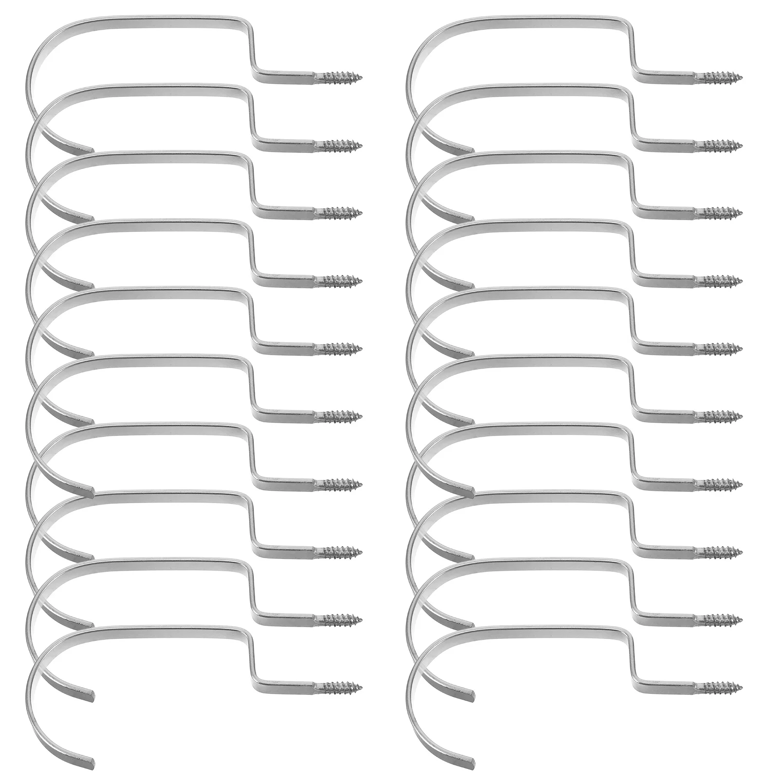 

20pcs Universal Screw-In Hanger Hooks Heavy Duty Flat Metal Clothes Hook Replacement For Shirts Pants Garments Silver Utility